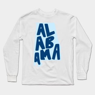 Alabama Doodle Letters Map Outline- blue Long Sleeve T-Shirt